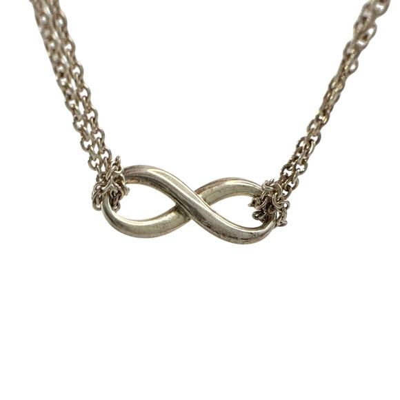 Tiffany & Co Infinity Double Chain Pendant and Necklace in Sterling 16" Chain - Picture 4 of 15